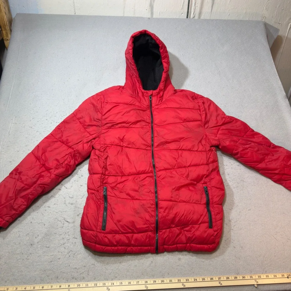 Spyder Puffer Jacket Boys XL‎ 18/20 Red Good Fleece Lined Hooded Quilted 1621
